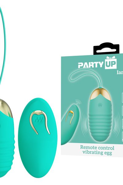 Party Up jajeczko wibrujące silikonowe sterowane zdalnie ładowane usb kolor turkusowy Ian