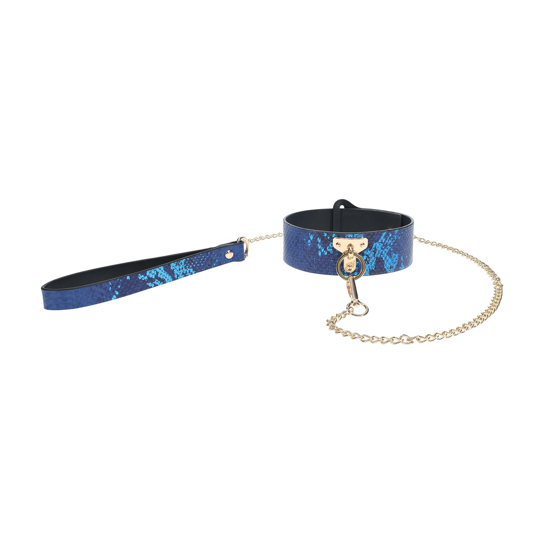Florence Collection - Collar with Leash - Blue - obrazek 2