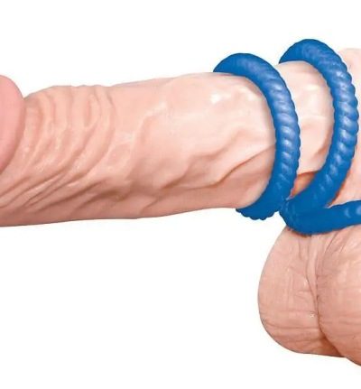 Pierścień EREKCYJNY na penisa ZESTAW sex ring 3szt LUST Niebieskie
