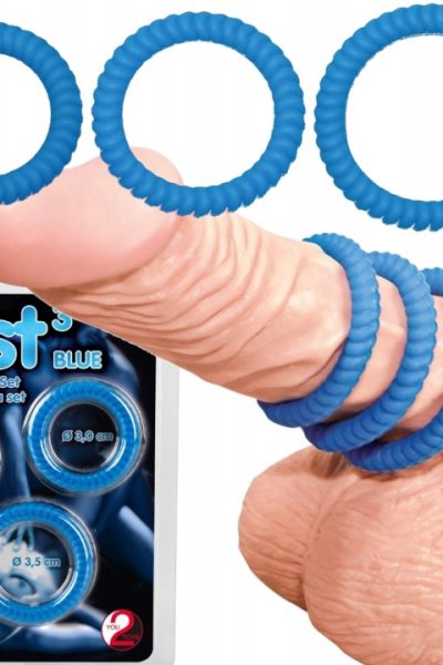Pierścień EREKCYJNY na penisa ZESTAW sex ring 3szt LUST Niebieskie