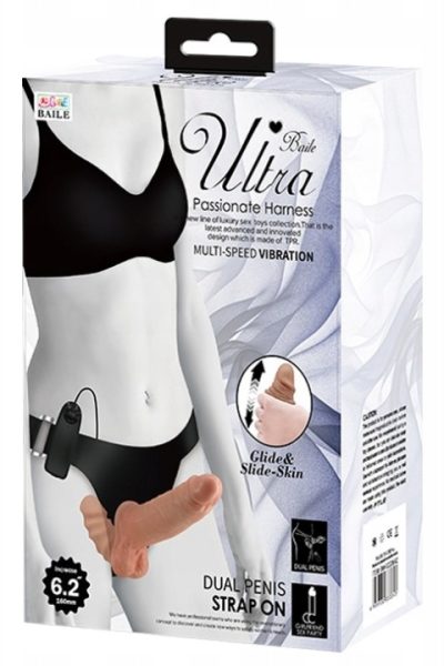 DILDO PODWÓJNY PENIS PODWÓJNY PASEK WIBRACYJNY