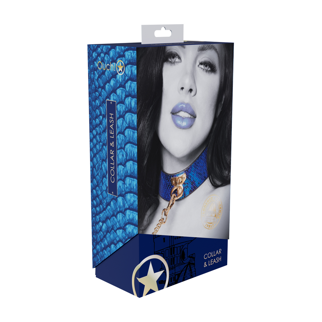Florence Collection - Collar with Leash - Blue - obrazek 4