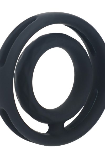 Classic Grooved Silicone Cock and Ball Ring Black