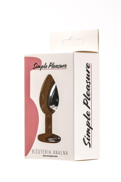 Simple Pleasure korek analny stalowy srebrny rozmiar s kryształ ciemno różowy