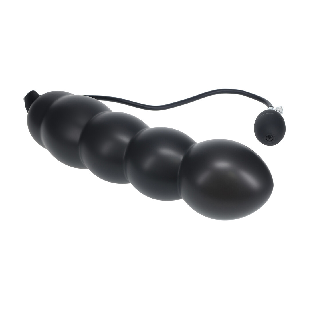 Beaded Inflatable Silicone Anal Plug Black - obrazek 4