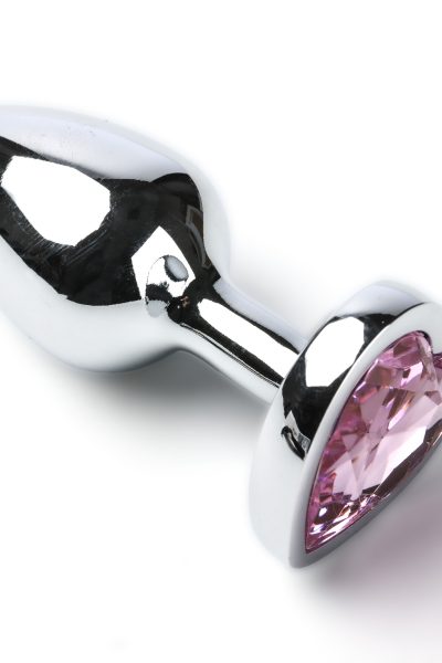 Simple Pleasure korek analny stalowy srebrny rozmiar s kryształ jasno różowe serce
