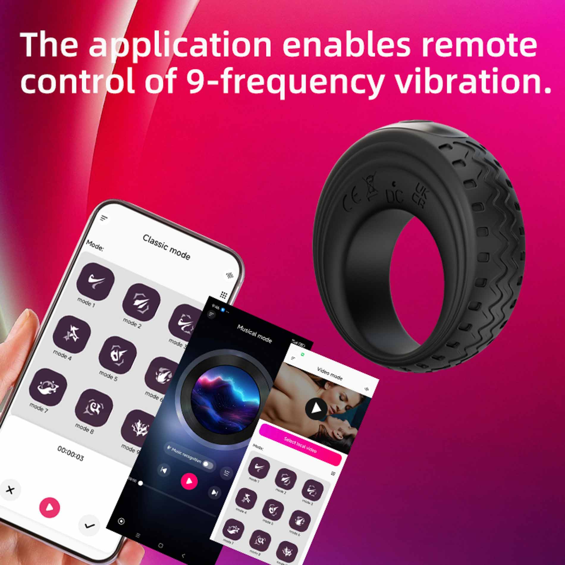 App-Controlled Vibrating Cock Ring - obrazek 5