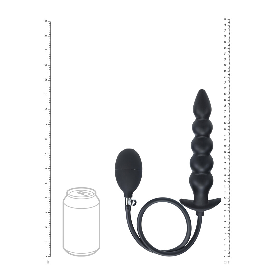 Beaded Inflatable Silicone Anal Plug Black - obrazek 3