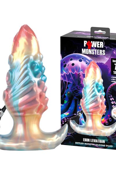 Power Monsters Ebon Leviathan – 18 cm Rippled Monster Silicone Dildo