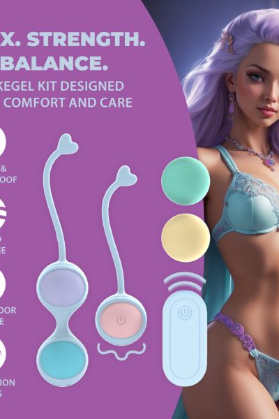Vibrating and 5 Weight Interchangeable Kegel Kit with Remote Control – Purple