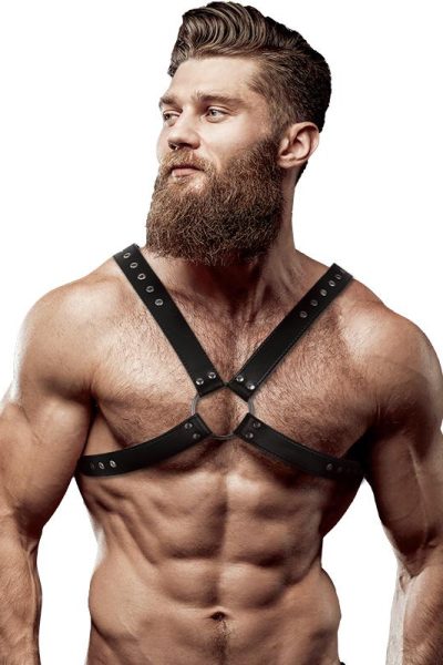 FETISH SUBMISSIVE ATTITUDE – MENS CROSS CHEST ECO-LEATHER HARNESS