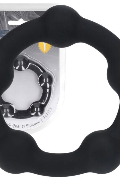 Beaded Silicone Cockring – L – 45mm – Black