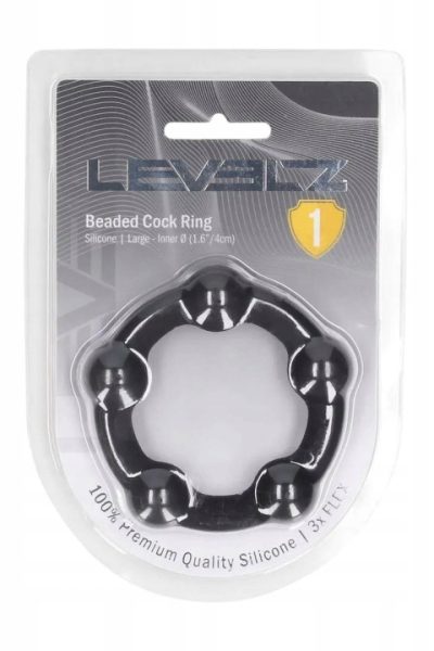 Beaded Silicone Cockring – L – 45mm – Black