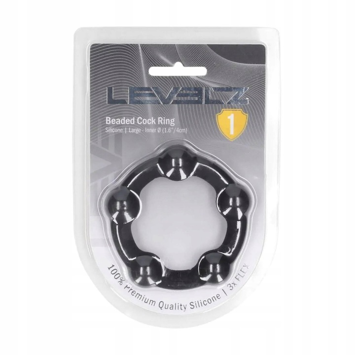 Beaded Silicone Cockring - L - 45mm - Black - obrazek 2