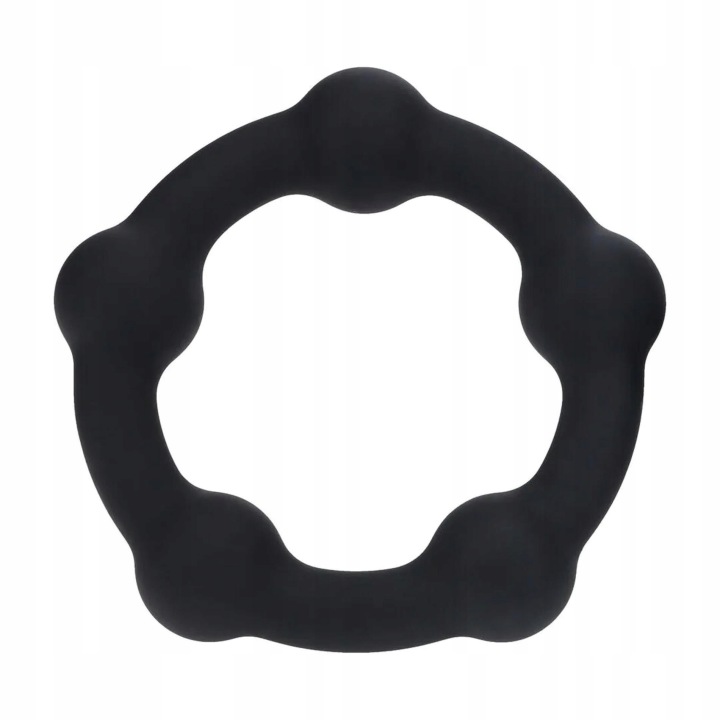 Beaded Silicone Cockring - L - 45mm - Black - obrazek 3