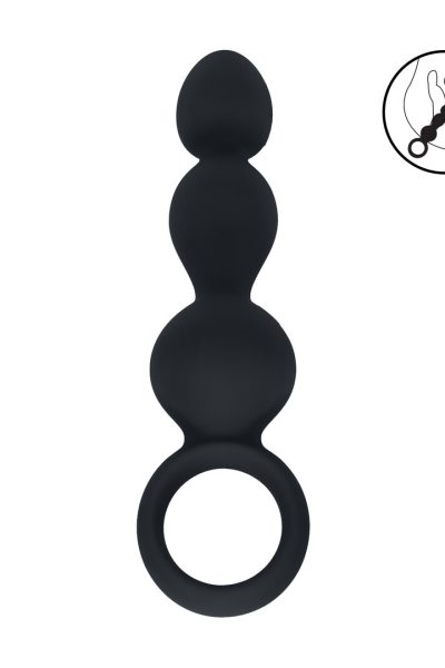 Beaded Silicone Anal Probe with Loop Black