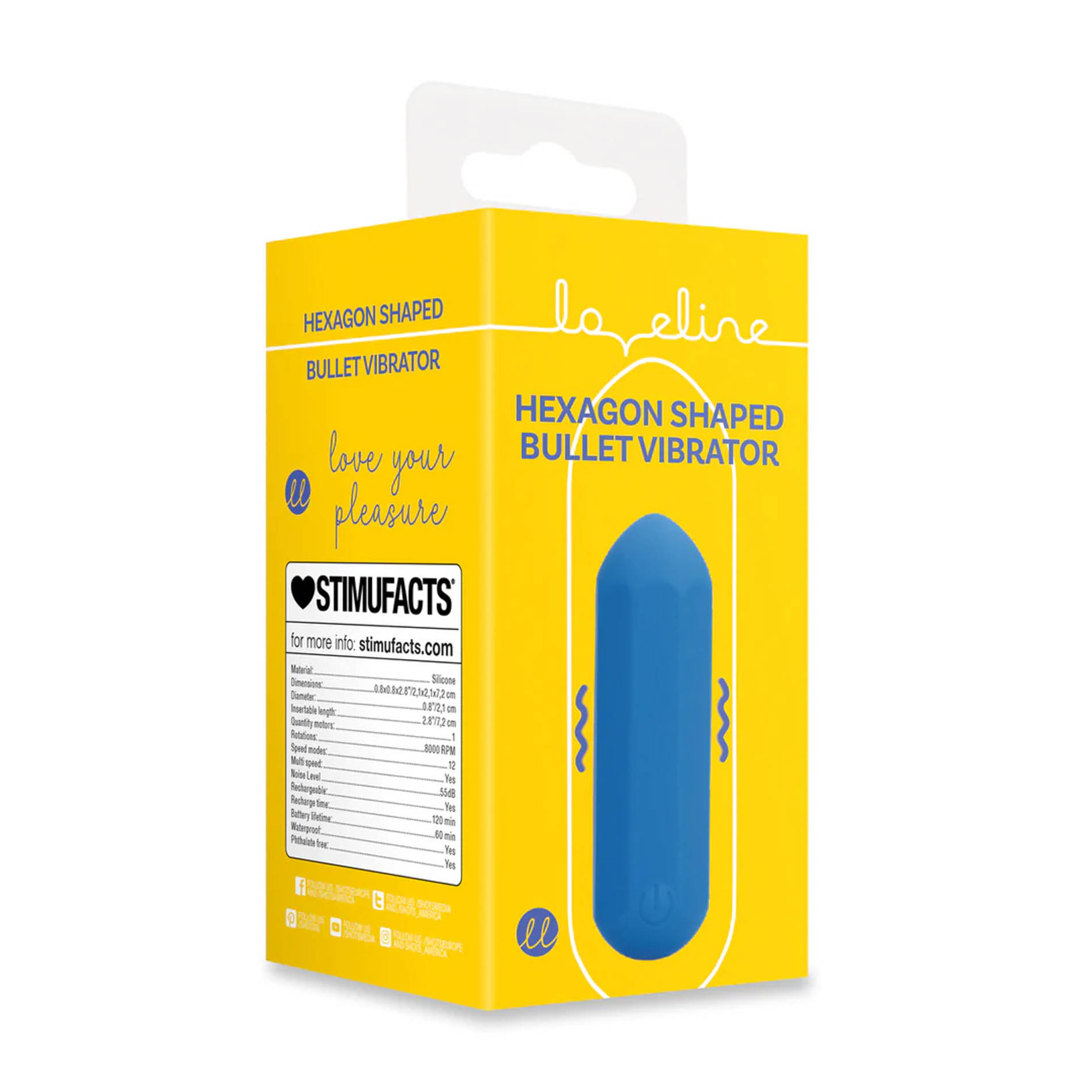 Hexagon Shaped Bullet Vibrator Jetset Blue - obrazek 8