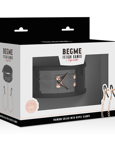 Ekskluzywna Obroża Neoprenowa z Łańcuszkami i Klipsami – BEGME Black Edition