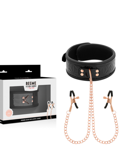 Ekskluzywna Obroża Neoprenowa z Łańcuszkami i Klipsami – BEGME Black Edition