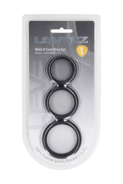Wide O Silicone Cockring Set of 3 – S/M/L – Black