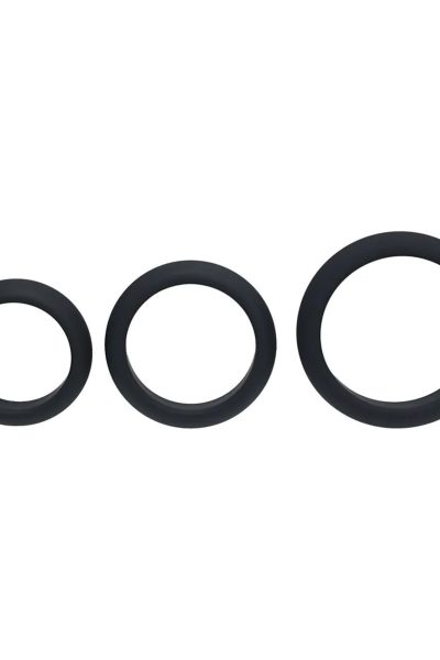 Wide O Silicone Cockring Set of 3 – S/M/L – Black