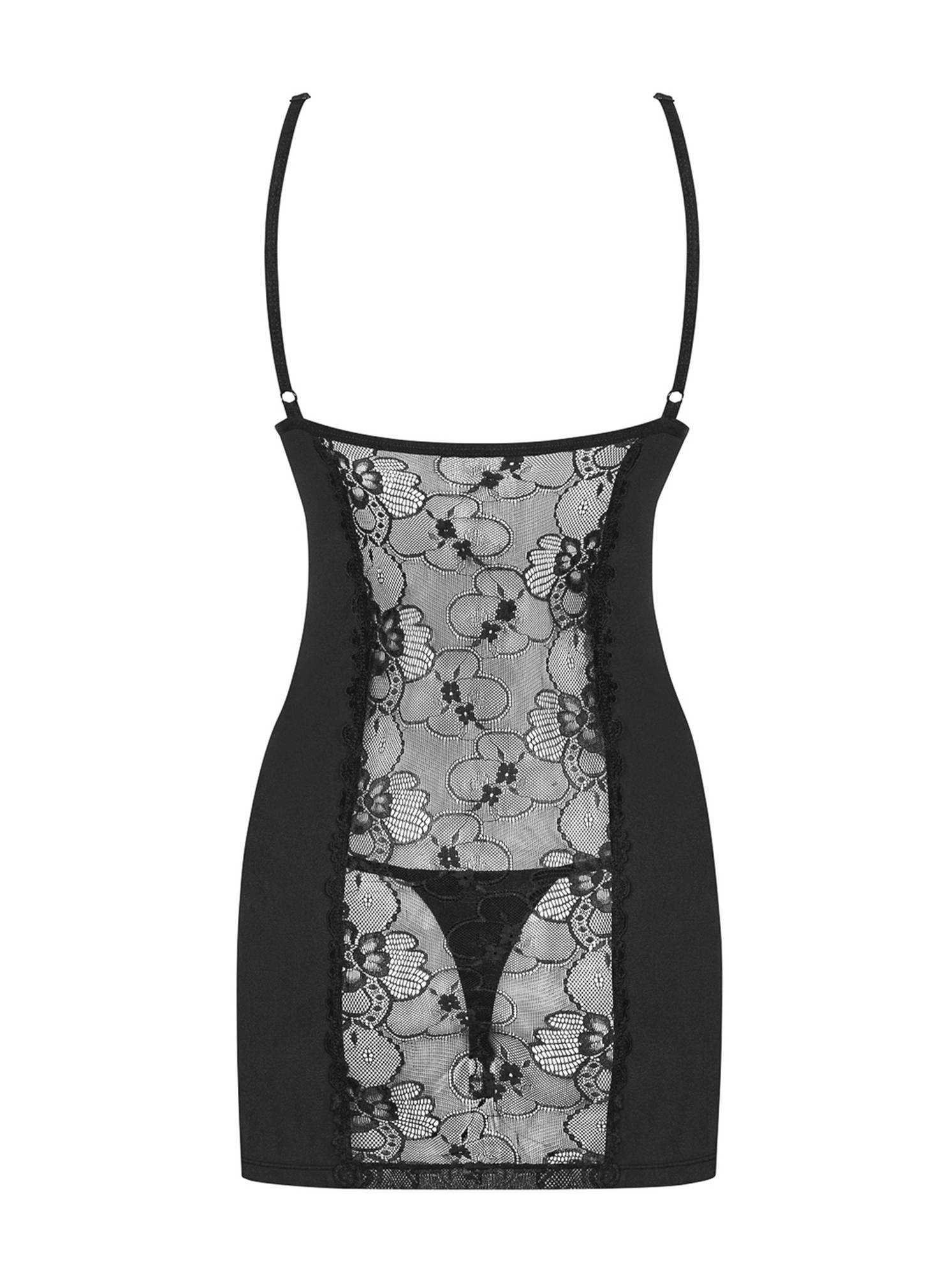 Bielizna-Heartina koszulka i stringi czarna S/M - obrazek 2