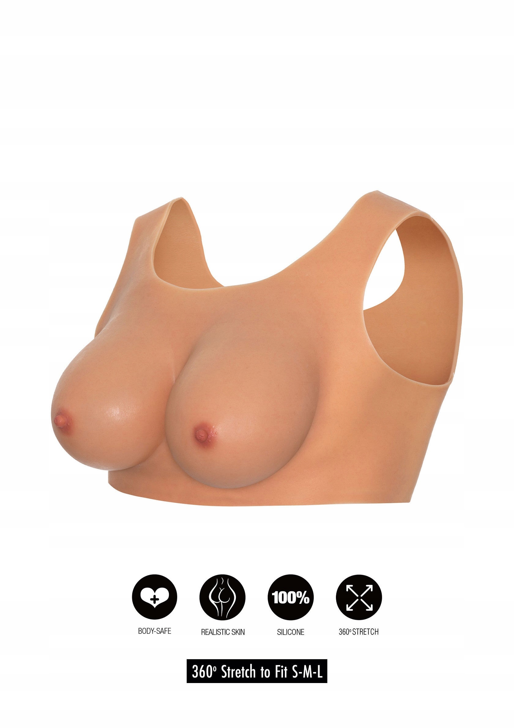 Gorset z Realistycznymi Piersiami Silikonowymi – Wearable Breasts Top (Miseczka C) - obrazek 2