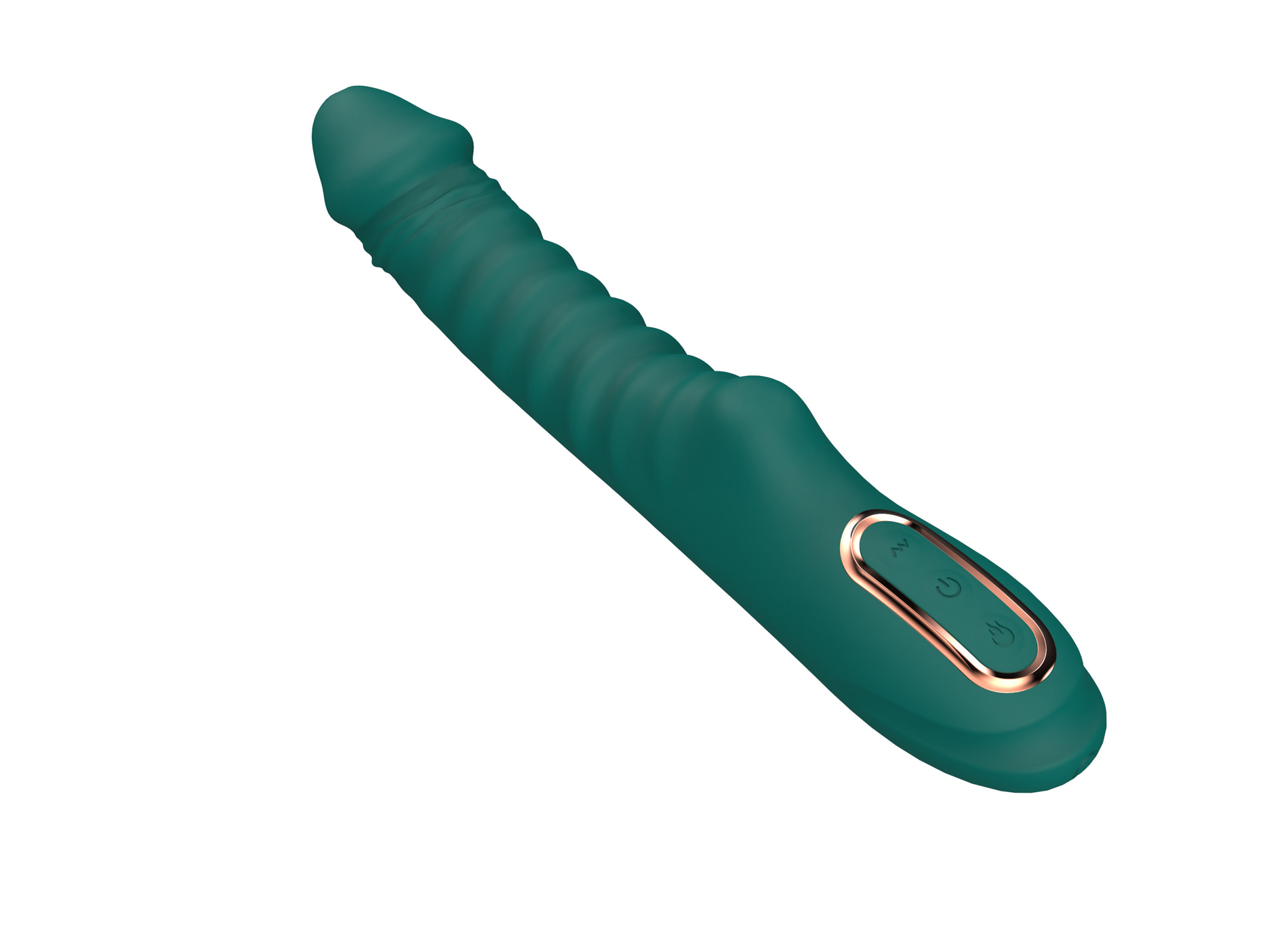 Enyalius Ribbed Silicone Vibrator Green - obrazek 4