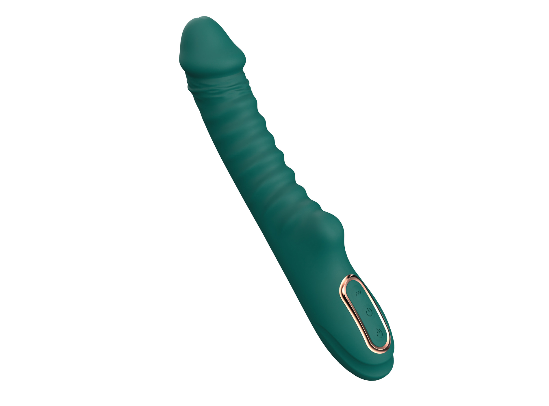 Enyalius Ribbed Silicone Vibrator Green - obrazek 3