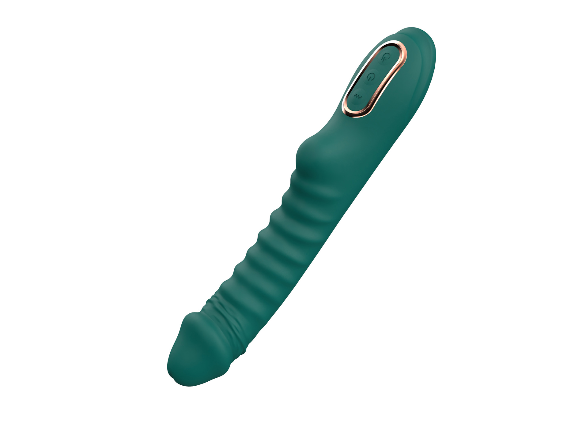 Enyalius Ribbed Silicone Vibrator Green - obrazek 2