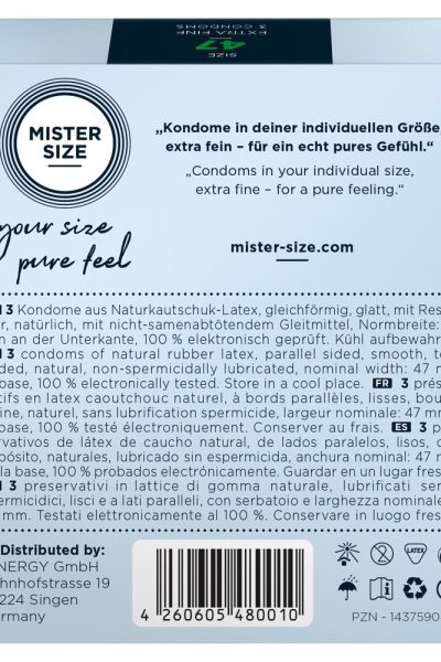 MISTER SIZE – PREZERWATYWY ROZMIAR XS 47 MM (3 SZTUKI)