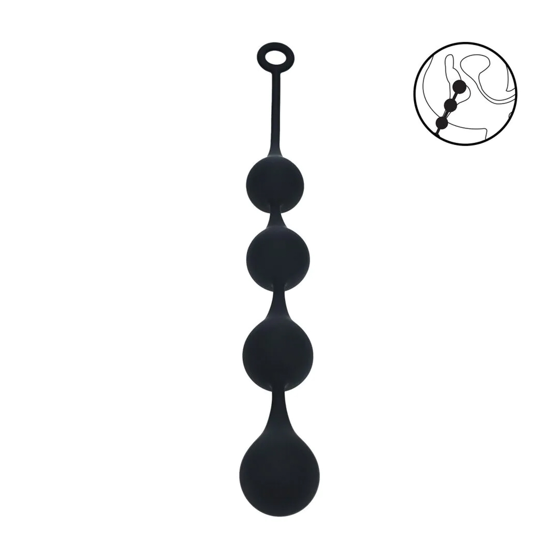 Silicone Waterdrop Anal Balls - XL - 50mm - Black - obrazek 3