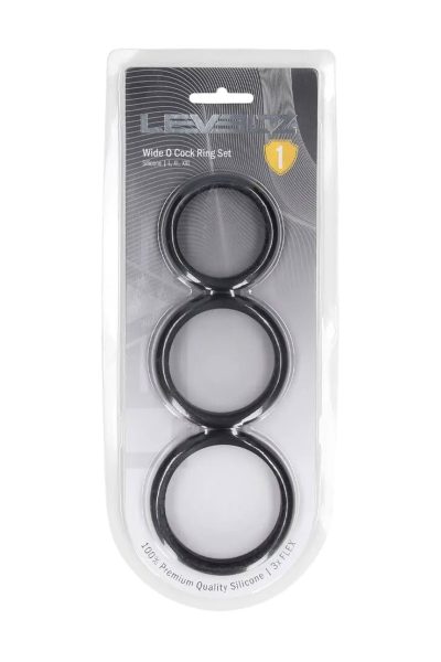 Wide O Silicone Cockring Set of 3 – L/XL/XXL – Black