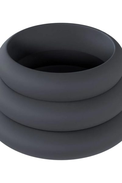 Wide O Silicone Cockring Set of 3 – L/XL/XXL – Black