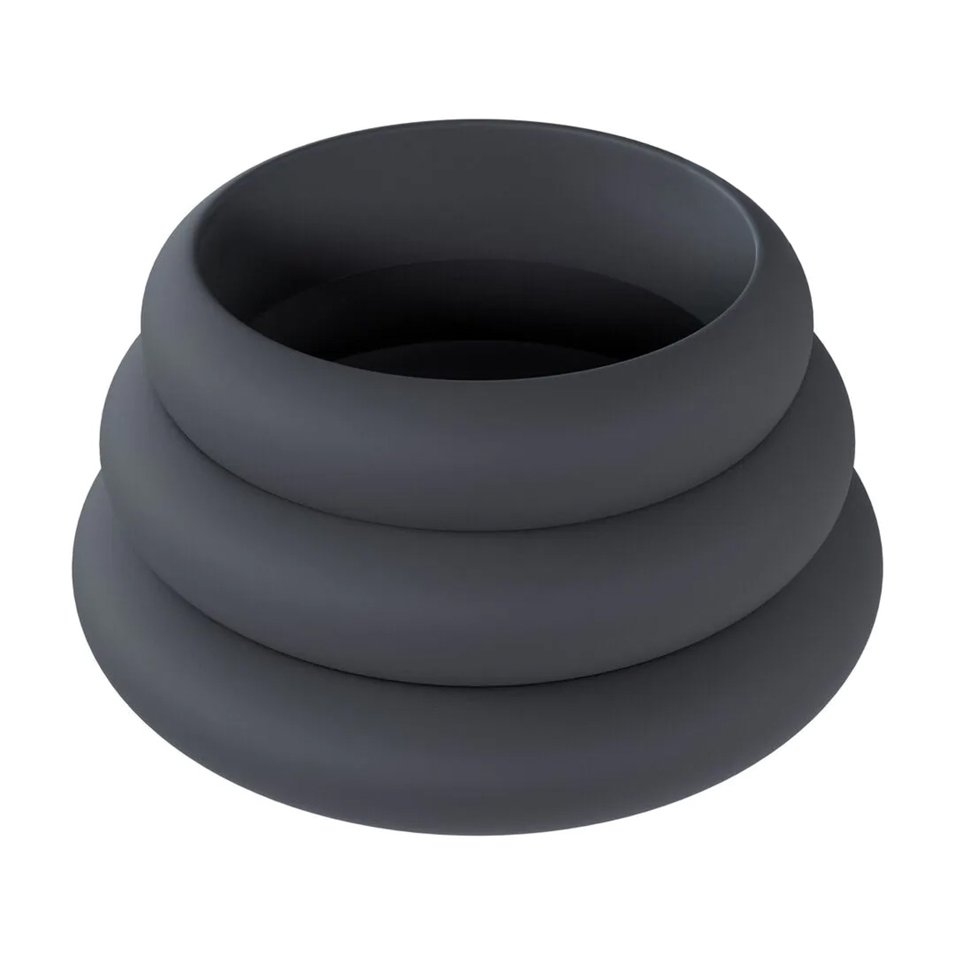 Wide O Silicone Cockring Set of 3 - L/XL/XXL - Black - obrazek 2