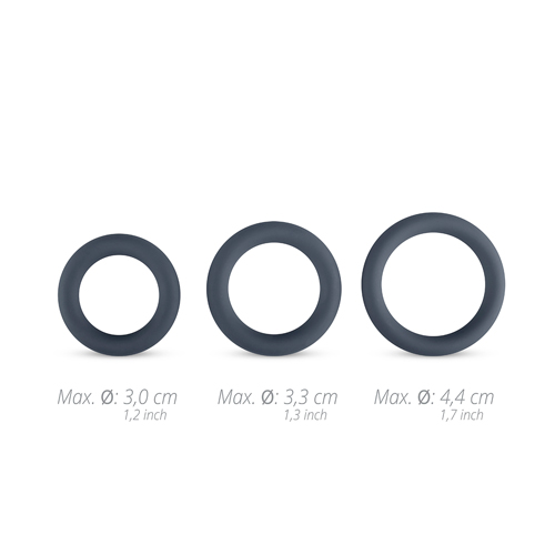 3-Piece Cock Ring Set - Grey - obrazek 2