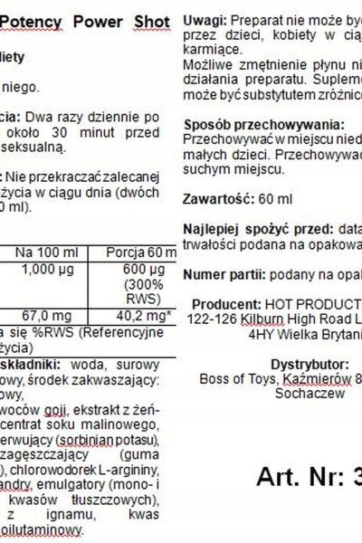 Prorino Potency Power Shot 60ml