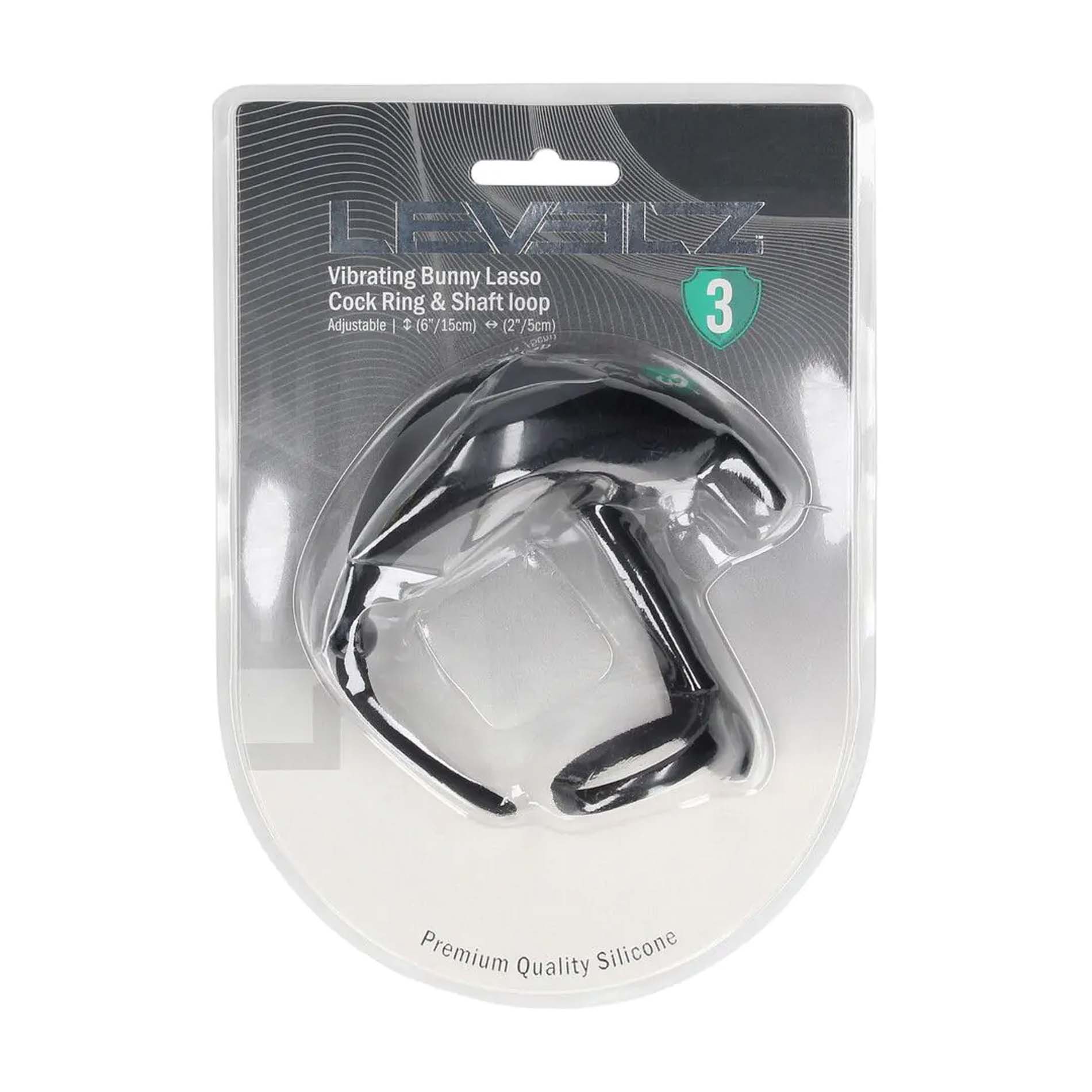 Adjustable Bunny Vibrating Silicone Lasso Cockring and Shaft Loop - Black - obrazek 5