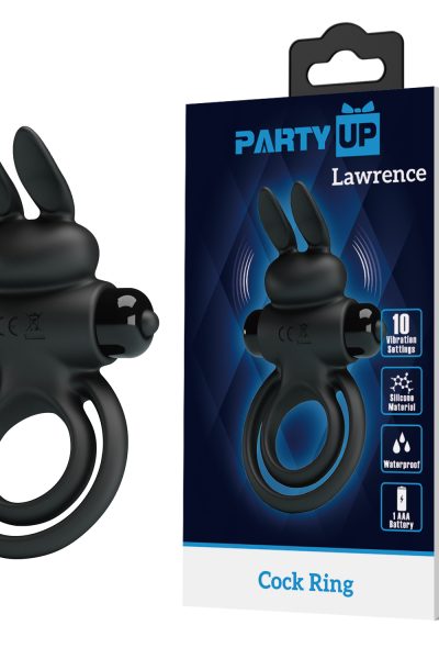 Party Up pierścień erekcyjny wibrujący siliknowy baterie kolor czarny Lawrence