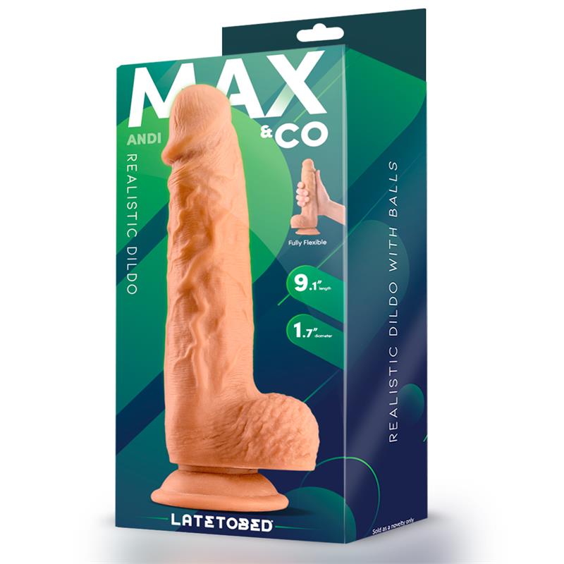 Andi Realistic Dildo with Testicles 9.1 Flesh - obrazek 4