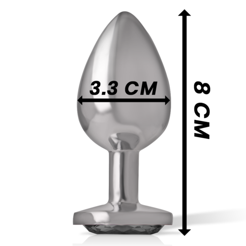 INTENSE - ALUMINUM METAL ANAL PLUG WITH BLACK GLASS SIZE M - obrazek 4