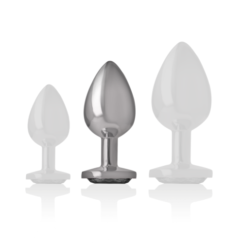 INTENSE - ALUMINUM METAL ANAL PLUG WITH BLACK GLASS SIZE M - obrazek 3