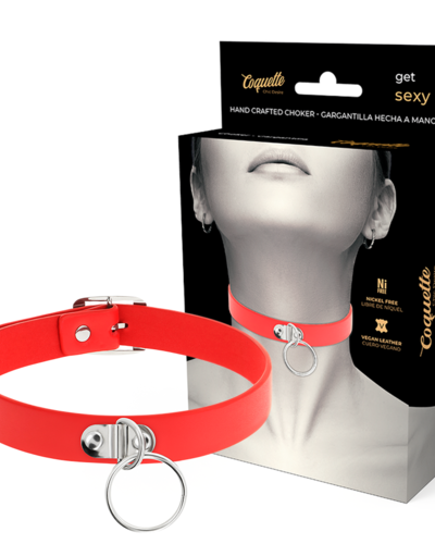 Coquette Chic Desire – Wegański Naszyjnik / Choker Bondage (Czerwony)