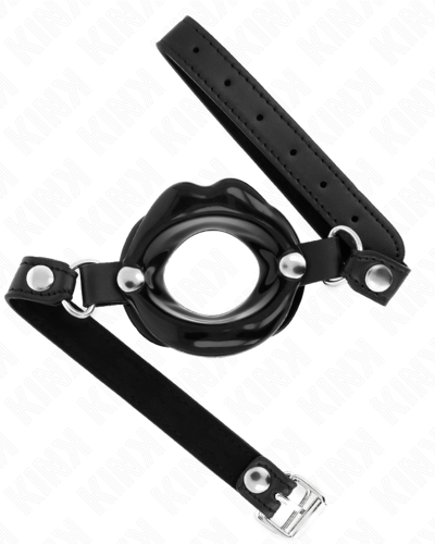 KINK Lip Gag – Otwarty Knebel Ustny (Czarny, 8 cm)