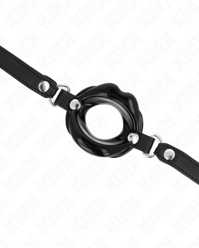 KINK Lip Gag – Otwarty Knebel Ustny (Czarny, 8 cm)