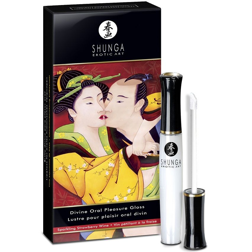 Shunga Divine Oral Pleasure Gloss – Musujące wino truskawkowe (10 ml) - obrazek 2