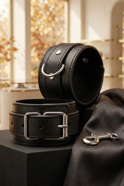 Darkness Adjustable Handcuffs z podwójnym karabińczykiem – Regulowane kajdanki BDSM
