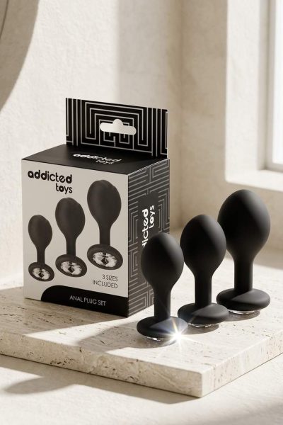 Luksusowy Zestaw 3 Korków Silikonowych z Kryształkiem – Addicted Toys