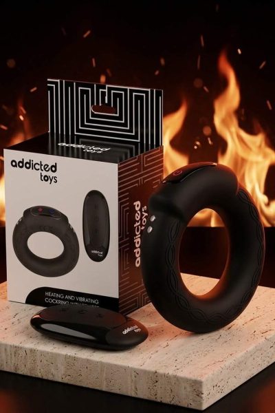ADDICTED TOYS – WIBRACYJNY PIERŚCIEŃ NA PENISA Z EFEKTEM GRZANIA I PILOTEM