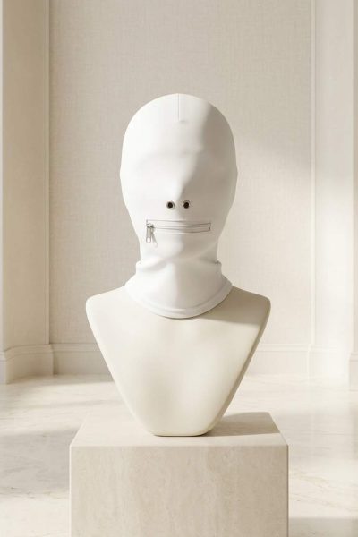 Biała Maska Pełna z Zamkiem na Ustach – NS Novelties Fetish & Fashion Zippered Mouth Hood